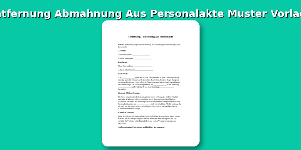 Entfernung Abmahnung Aus Personalakte Muster