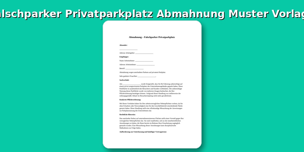 Falschparker Privatparkplatz Abmahnung Muster