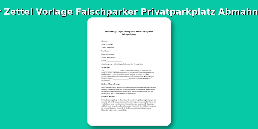 Gegen Falschparker Zettel Vorlage Falschparker Privatparkplatz Abmahnung Muster