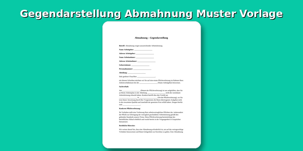 Gegendarstellung Abmahnung Muster