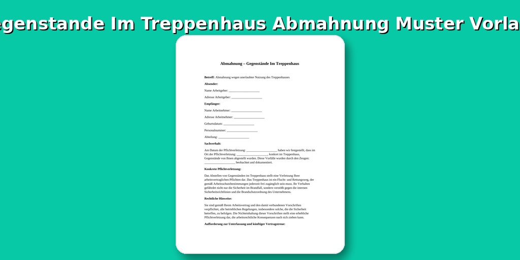 Gegenstände Im Treppenhaus Abmahnung Muster