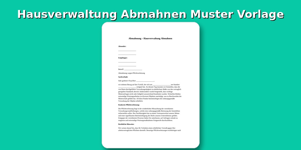 Hausverwaltung Abmahnen Muster