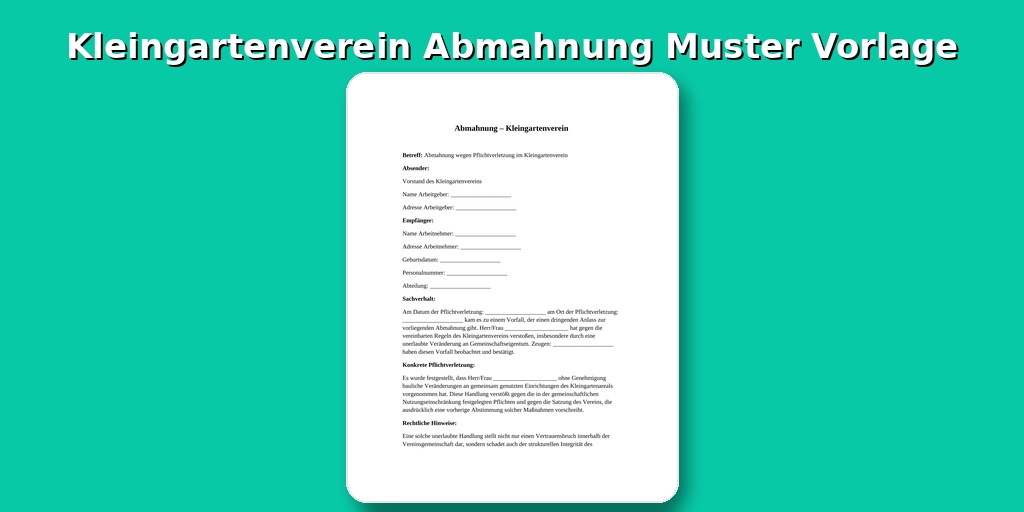 Kleingartenverein Abmahnung Muster
