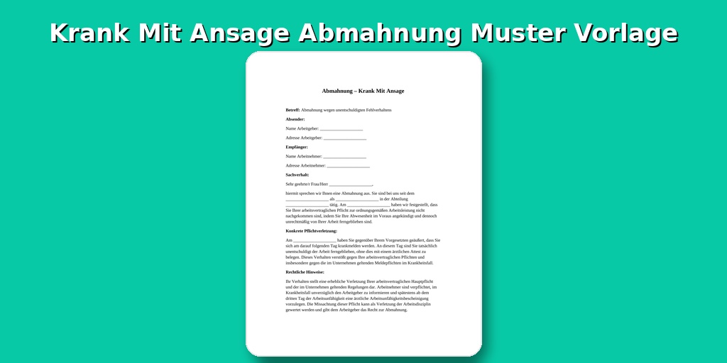 Krank Mit Ansage Abmahnung Muster
