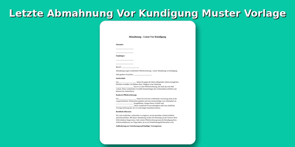 Letzte Abmahnung Vor Kündigung Muster
