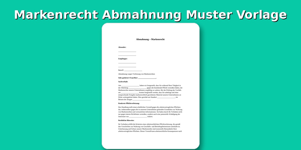 Markenrecht Abmahnung Muster