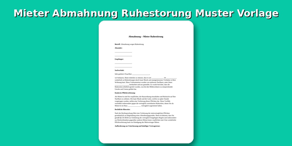 Mieter Abmahnung Ruhestörung Muster
