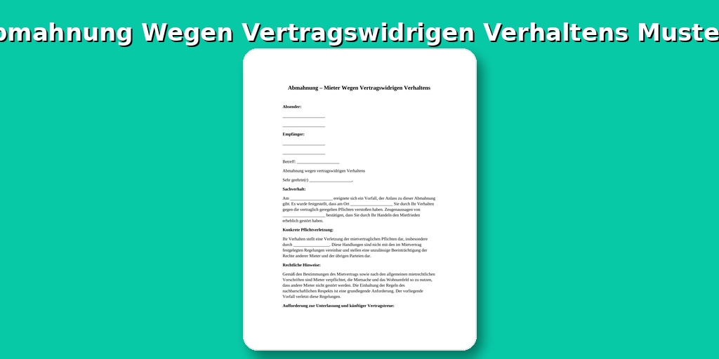 Mieter Abmahnung Wegen Vertragswidrigen Verhaltens Muster