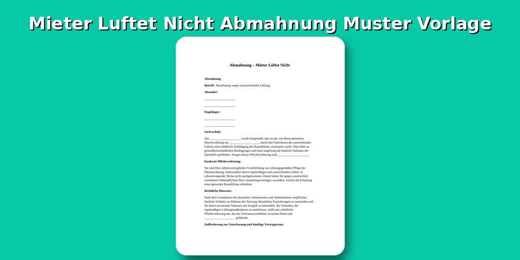 Mieter Lüftet Nicht Abmahnung Muster