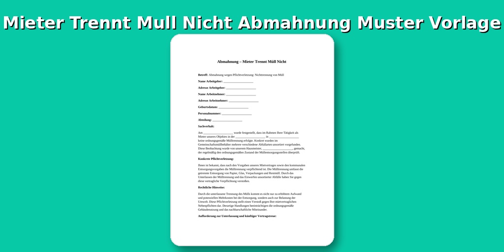 Mieter Trennt Müll Nicht Abmahnung Muster