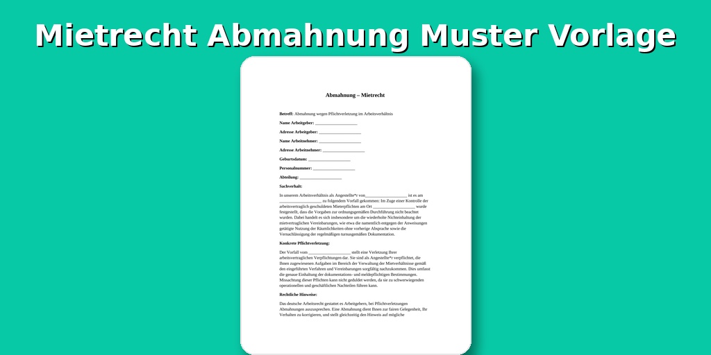 Mietrecht Abmahnung Muster