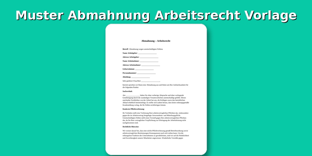 Muster Abmahnung Arbeitsrecht