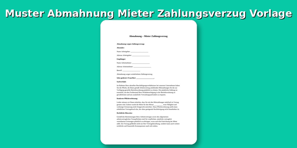 Muster Abmahnung Mieter Zahlungsverzug