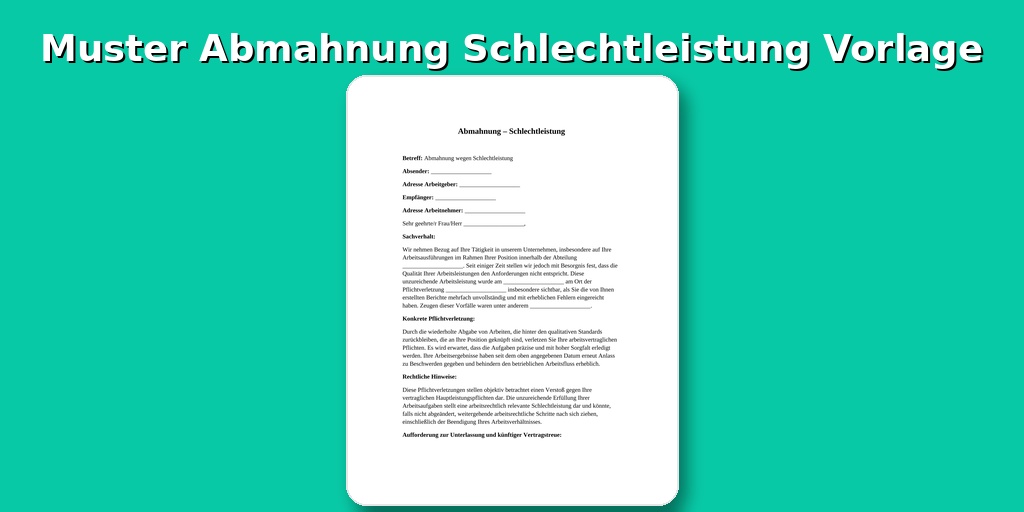 Muster Abmahnung Schlechtleistung