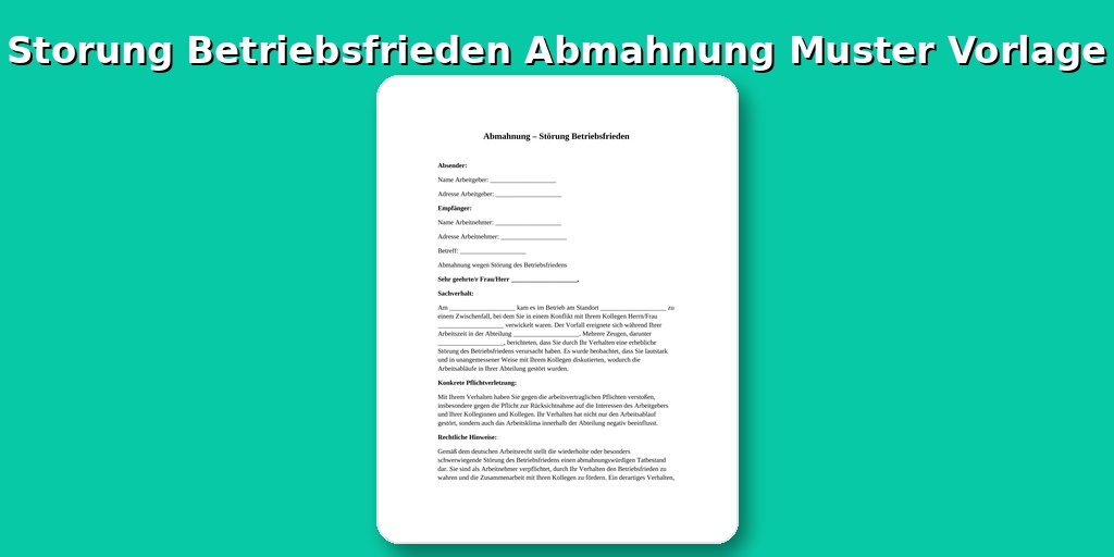 Störung Betriebsfrieden Abmahnung Muster